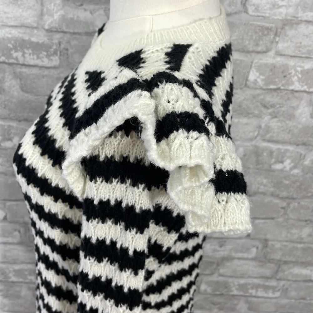 Loft Striped Shoulder Ruffle Sweater - Picture 3 of 9